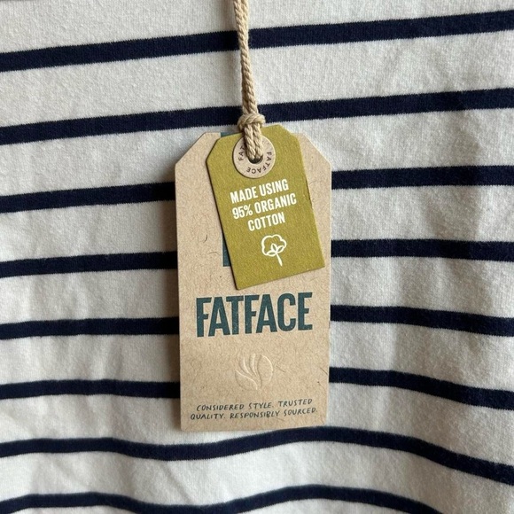 New With Tags FATFACE white & black striped long sleeve shirt 95% organic cotton - Picture 5 of 8